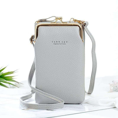 Borsetta Porta Telefono a Tracolla, Portafoglio in Pelle con Tracolla Regolabile-Grigio Blu-Modaso