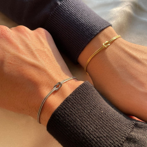 Bracciale Nodo d'Amore, Argento e Oro, Acciaio Inox-Modaso