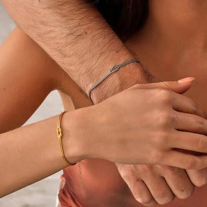 Bracciale Nodo d'Amore, Argento e Oro, Acciaio Inox-Modaso