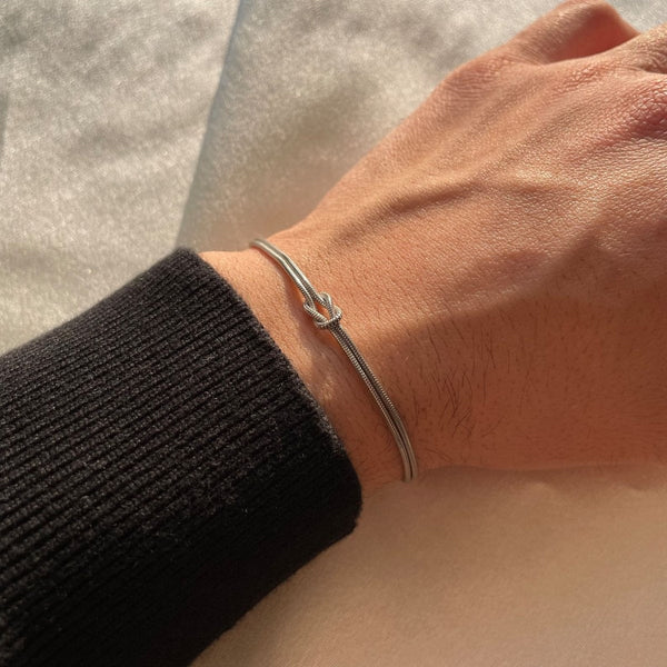 Bracciale Nodo d'Amore, Argento e Oro, Acciaio Inox-Modaso