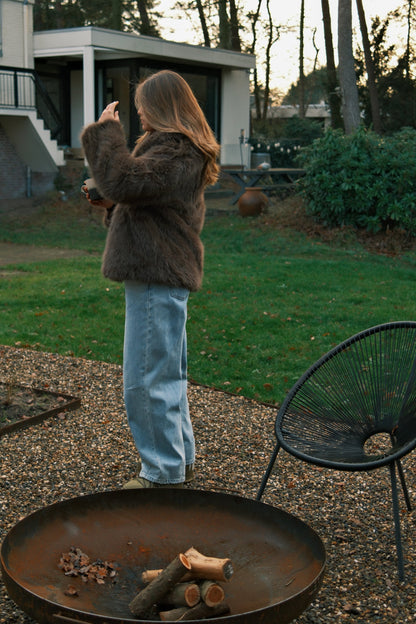 CAPPOTTO TEDDY DONNA IN FAUX FUR MARRONE-Modaso