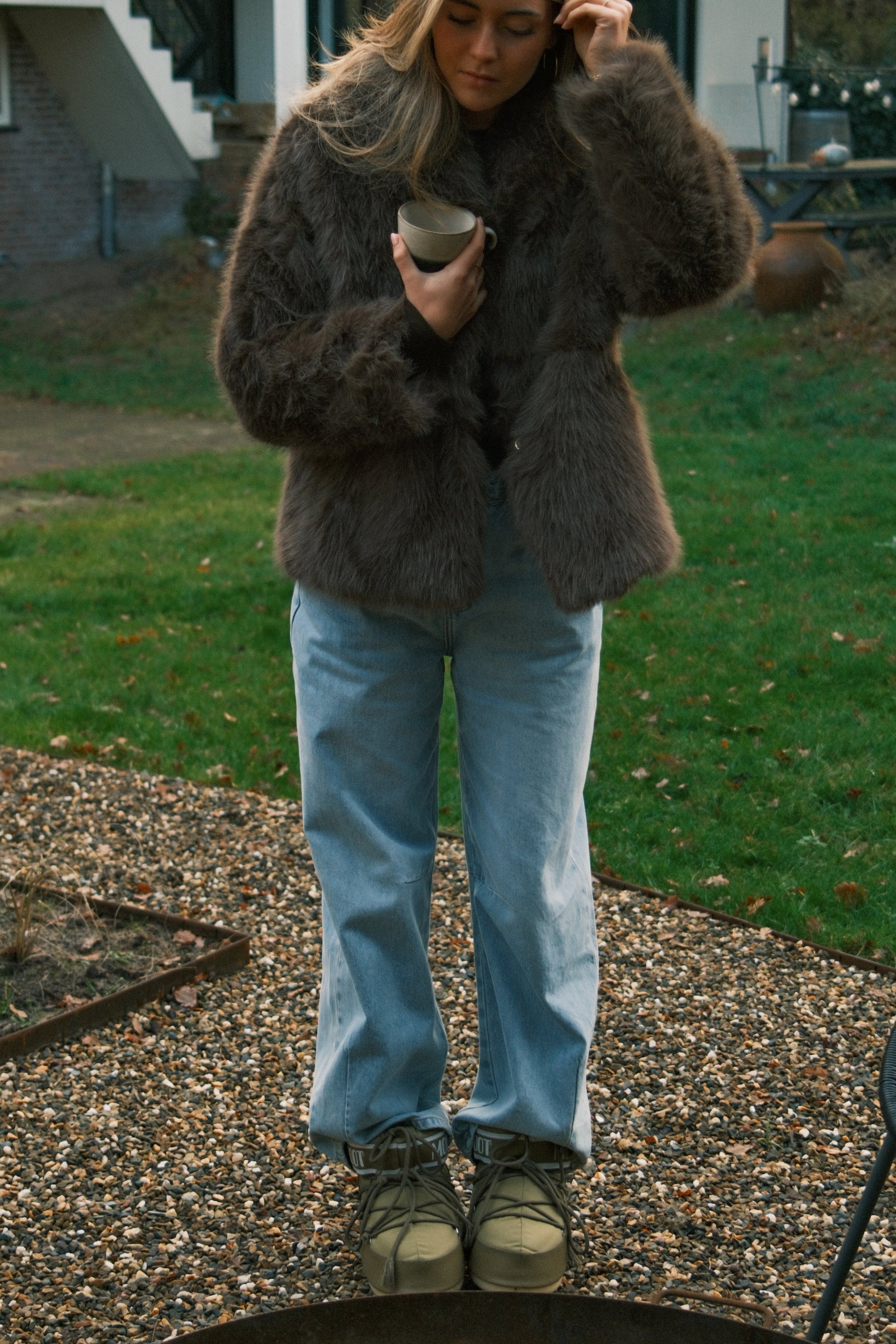 CAPPOTTO TEDDY DONNA IN FAUX FUR MARRONE-Modaso