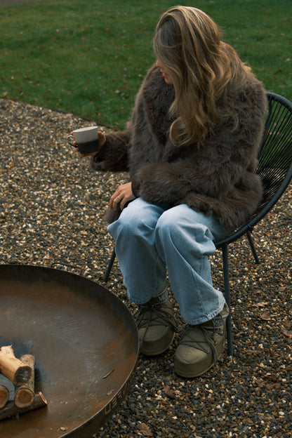 CAPPOTTO TEDDY DONNA IN FAUX FUR MARRONE-Modaso