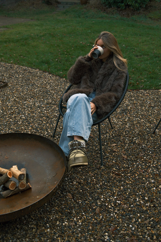 CAPPOTTO TEDDY DONNA IN FAUX FUR MARRONE-Modaso