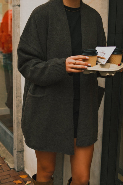 CARDIGAN DONNA COLOR GRIGIO-Modaso