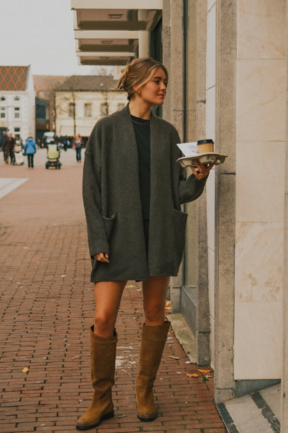 CARDIGAN DONNA COLOR GRIGIO-Modaso