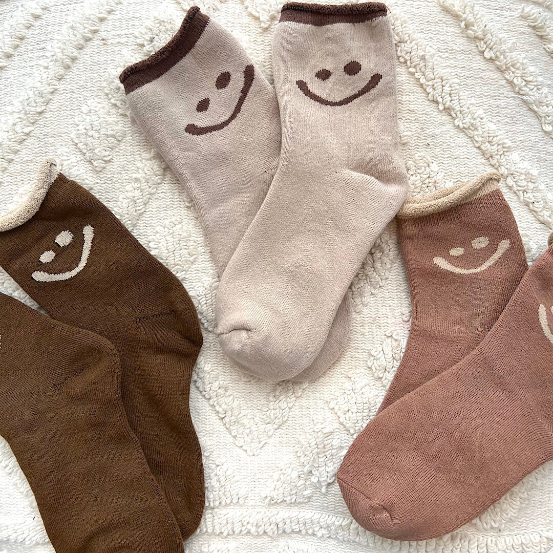 Calzini con Faccina Sorridente, Confezione di Calzini Felici da Donna-Modaso