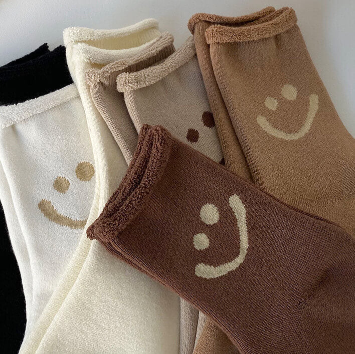 Calzini con Faccina Sorridente, Confezione di Calzini Felici da Donna-Set da 6 Paia-Modaso