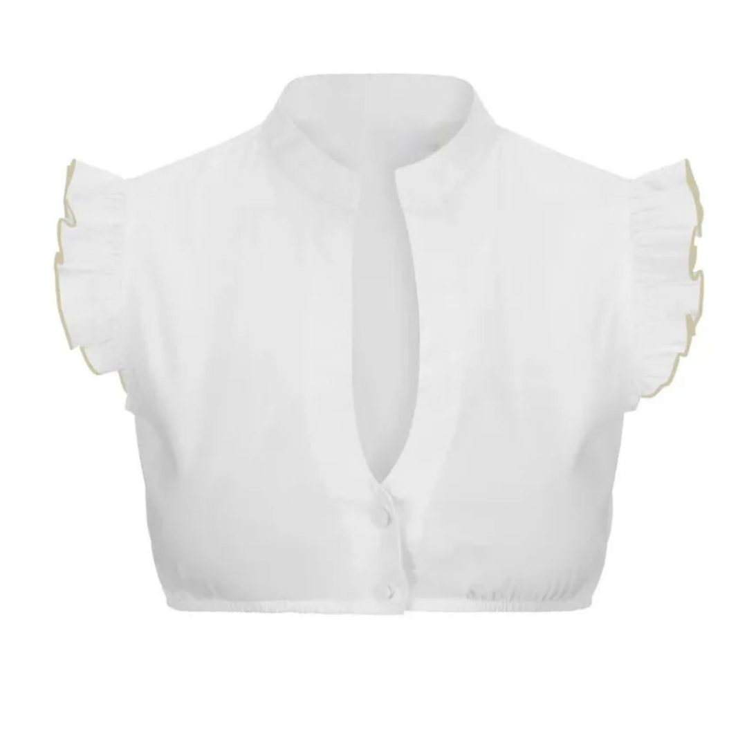 Camicetta Dirndl - Top da donna bianco a maniche corte per l'Oktoberfest-Bianco-S-Modasso
