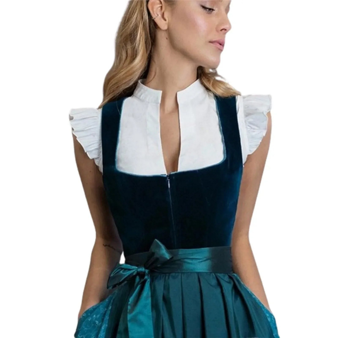Camicetta Dirndl - Top da donna bianco a maniche corte per l'Oktoberfest-Modasso