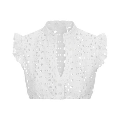 Camicetta Dirndl - Top da donna bianco a maniche corte per l'Oktoberfest-Pizzo Bianco-S-Modasso