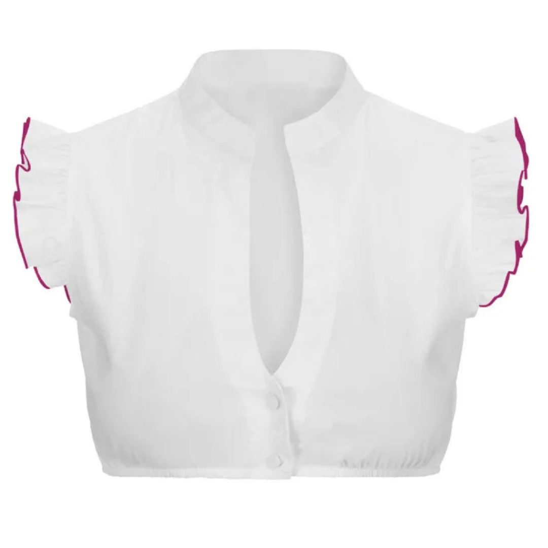 Camicetta Dirndl - Top da donna bianco a maniche corte per l'Oktoberfest-Viola-S-Modasso