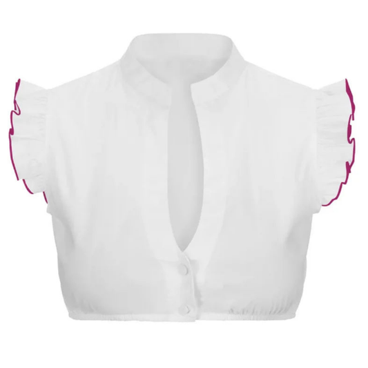 Camicetta Dirndl - Top da donna bianco a maniche corte per l'Oktoberfest-Viola-S-Modasso