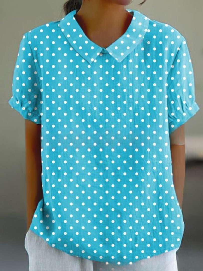 Camicetta Floreale, Manica Corta, Vestibilità Ampia, Camicetta con Colletto, Top Estivo da Donna-Modaso