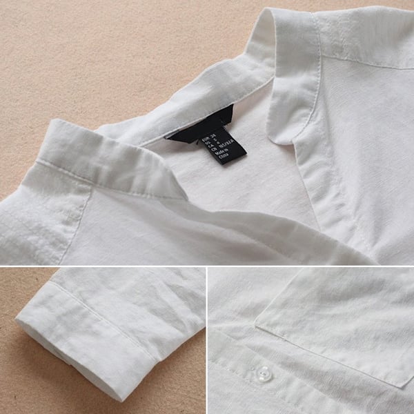 Camicetta in lino | Maniche corte | Vestibilità morbida | Camicetta con bottoni | Camicie in lino da donna-Modasso