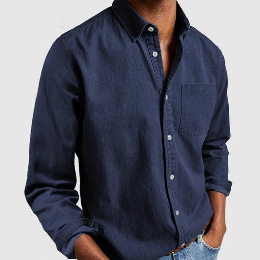 Camicia Oxford - Cotone - Manica lunga - Camicia button-up - Camicie da uomo-Blu Navy-S-Modasso