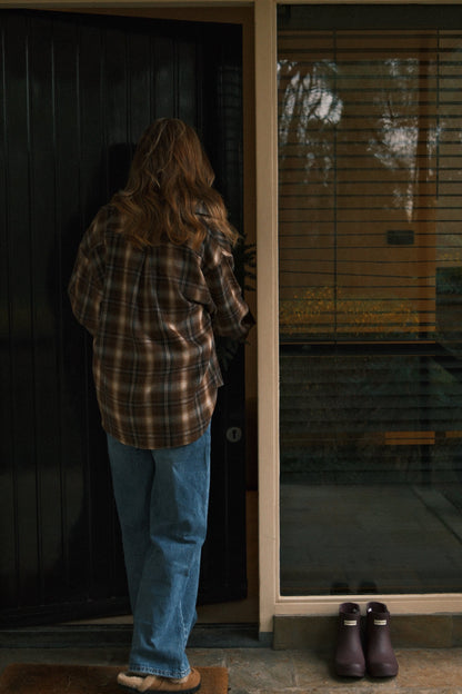 Camicia Quadri Marroni Donna – Blusa Casual a Quadri con Taglio Oversize-Modaso