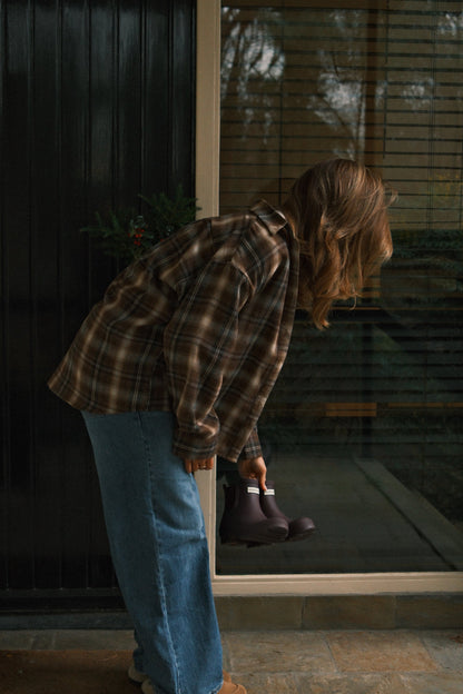 Camicia Quadri Marroni Donna – Blusa Casual a Quadri con Taglio Oversize-Modaso