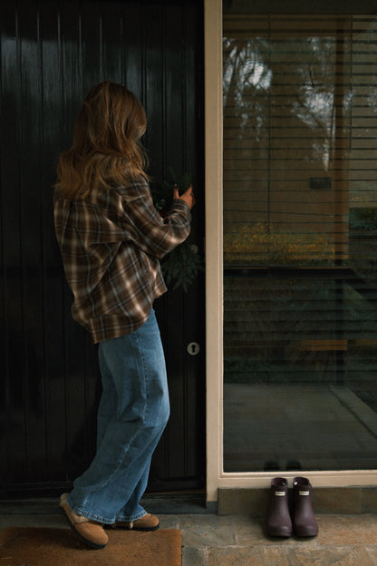 Camicia Quadri Marroni Donna – Blusa Casual a Quadri con Taglio Oversize-Modaso