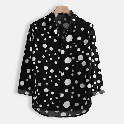 Camicia a pois | Maniche lunghe | Con colletto | Camicia abbottonata | Camicia da uomo-Modasso