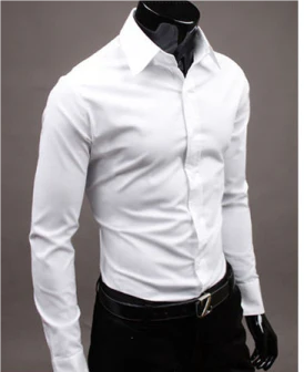 Camicia elegante - Manica lunga - Slim Fit - Camicia con bottoni - Camicie da uomo-Bianco-M-Modasso