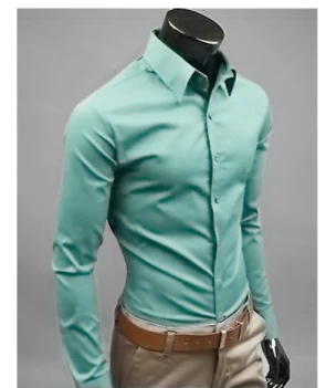 Camicia elegante - Manica lunga - Slim Fit - Camicia con bottoni - Camicie da uomo-Ciano-M-Modasso