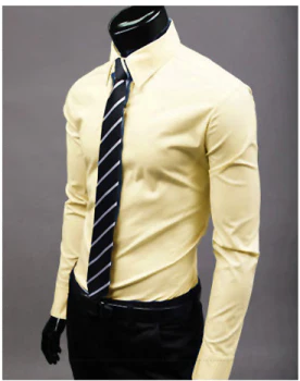 Camicia elegante - Manica lunga - Slim Fit - Camicia con bottoni - Camicie da uomo-Giallo-M-Modasso