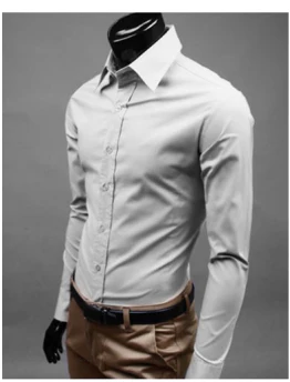 Camicia elegante - Manica lunga - Slim Fit - Camicia con bottoni - Camicie da uomo-Grigio-M-Modasso