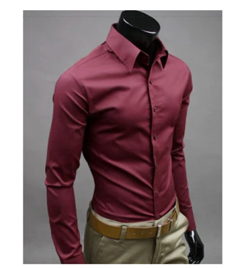 Camicia elegante - Manica lunga - Slim Fit - Camicia con bottoni - Camicie da uomo-Marrone-M-Modasso