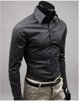 Camicia elegante - Manica lunga - Slim Fit - Camicia con bottoni - Camicie da uomo-Nero-M-Modasso