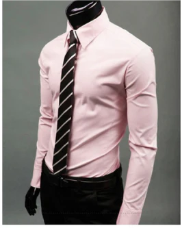 Camicia elegante - Manica lunga - Slim Fit - Camicia con bottoni - Camicie da uomo-Rosa-M-Modasso