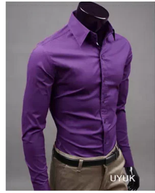 Camicia elegante - Manica lunga - Slim Fit - Camicia con bottoni - Camicie da uomo-Viola-M-Modasso