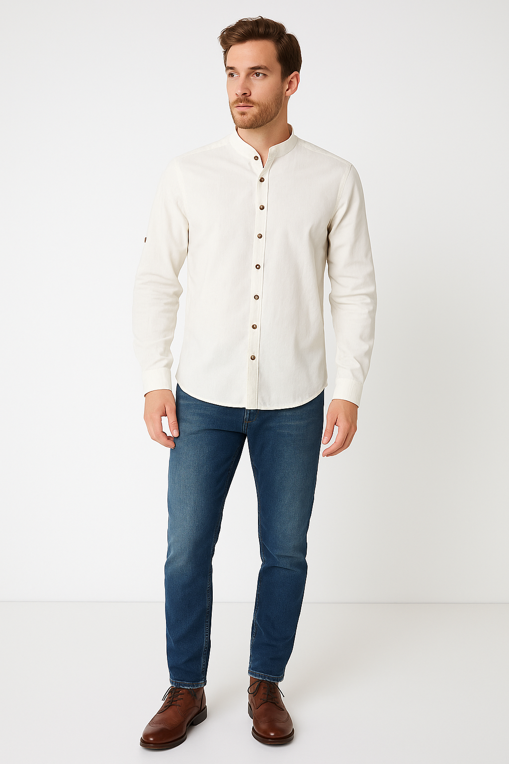 Camicia uomo a maniche lunghe con colletto classico-Modaso