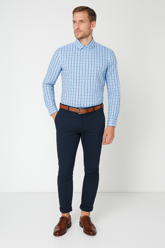 Camicia uomo a quadri con maniche lunghe e chiusura a bottoni-Modasso
