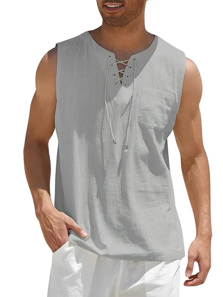 Canotta - Canotta da uomo estiva, senza maniche e dalla vestibilità ampia-Grigio chiaro-S-Modasso