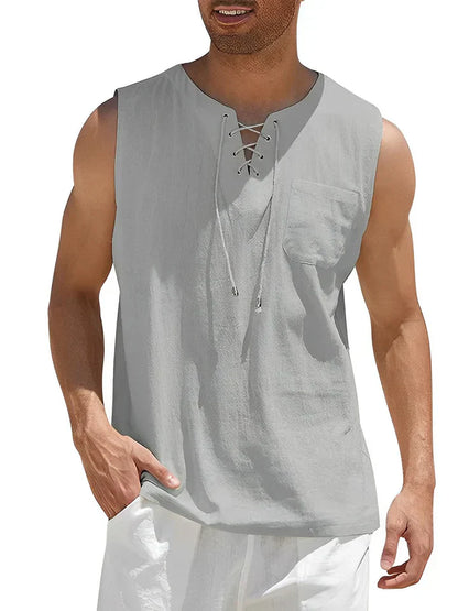 Canotta - Canotta da uomo estiva, senza maniche e dalla vestibilità ampia-Grigio chiaro-S-Modasso
