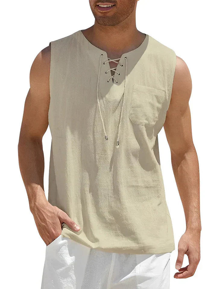 Canotta - Canotta da uomo estiva, senza maniche e dalla vestibilità ampia-Khaki-S-Modasso