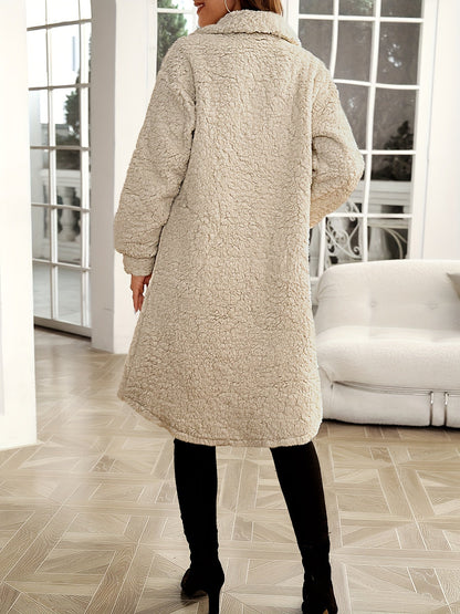 Cappotto Teddy | Lungo | Monopetto | Cappotto in pelliccia sintetica | Cappotto da donna-Modasso