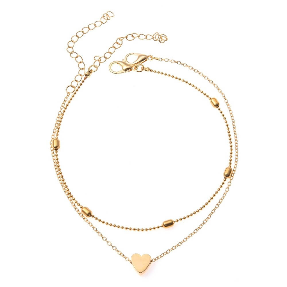 Cavigliera con Cuore, Cavigliera in Argento e Oro-Modaso