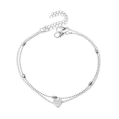 Cavigliera con Cuore, Cavigliera in Argento e Oro-Modaso