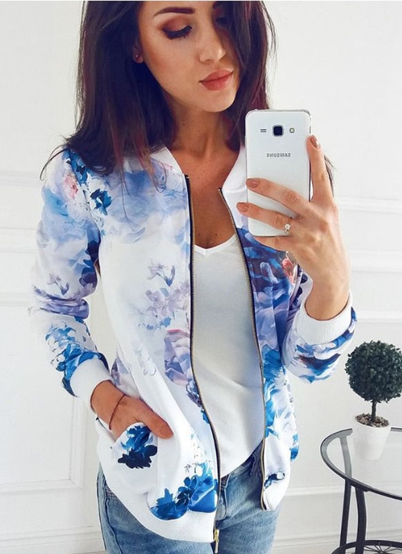 Chloe, Giacca da Donna, Giacca di Mezza Stagione con Stampa Floreale-Modaso