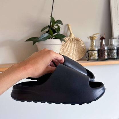 Ciabatte Slide in Gomma, Sandali Chunky da Donna-Nero-35-36-Modaso