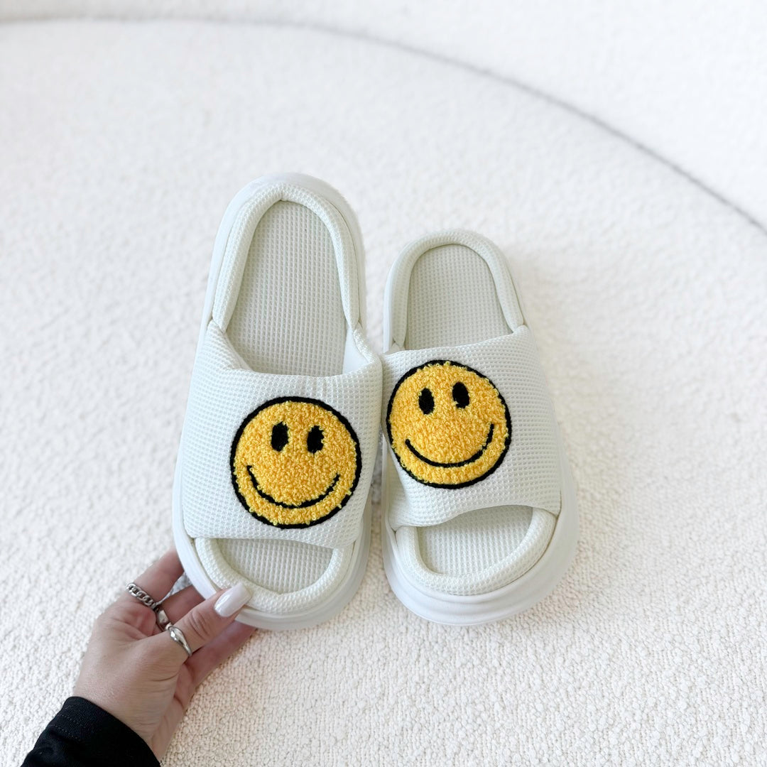 Ciabatte Smiley, Ciabatte con Faccina Sorridente e Suola in Gomma-Giallo-35-36-Modaso
