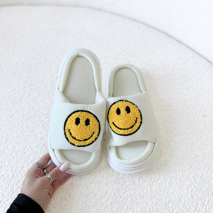 Ciabatte Smiley, Ciabatte con Faccina Sorridente e Suola in Gomma-Giallo-35-36-Modaso