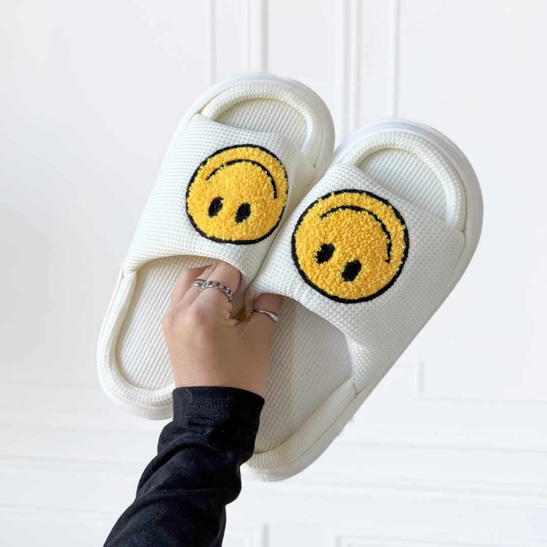 Ciabatte Smiley, Ciabatte con Faccina Sorridente e Suola in Gomma-Modaso