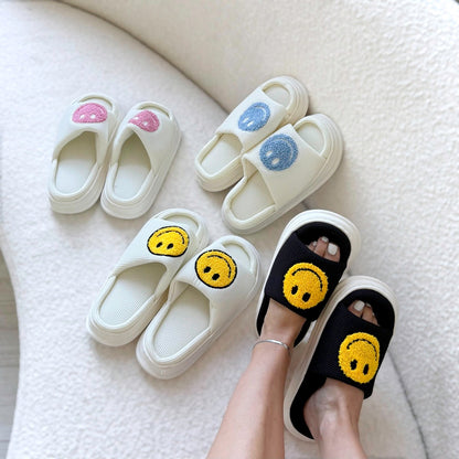 Ciabatte Smiley, Ciabatte con Faccina Sorridente e Suola in Gomma-Modaso