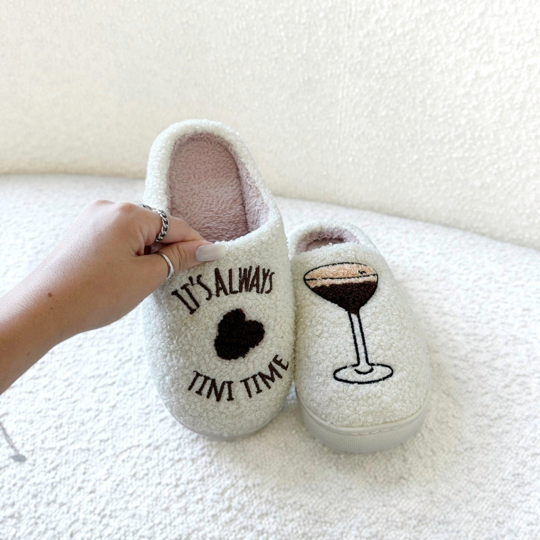 Ciabatte in Peluche Espresso Martini, Donna da Casa-Modaso