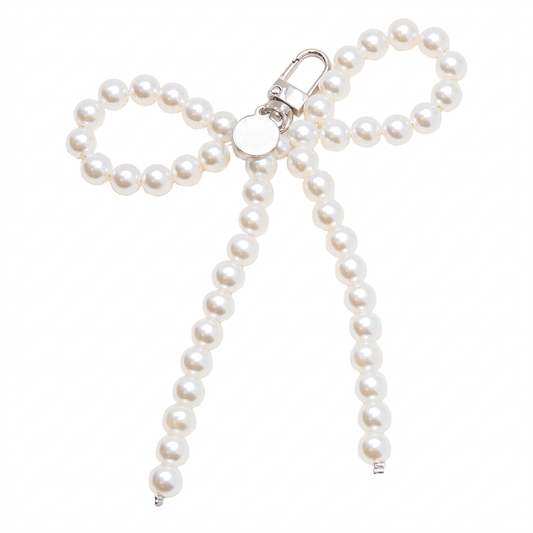 Ciondolo per Borsa a Fiocco di Perle, Charm Donna, Portachiavi-Modaso