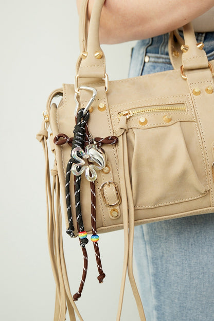 Ciondolo per Borsa con Cordino Intrecciato, Charm Donna, Portachiavi-Modaso