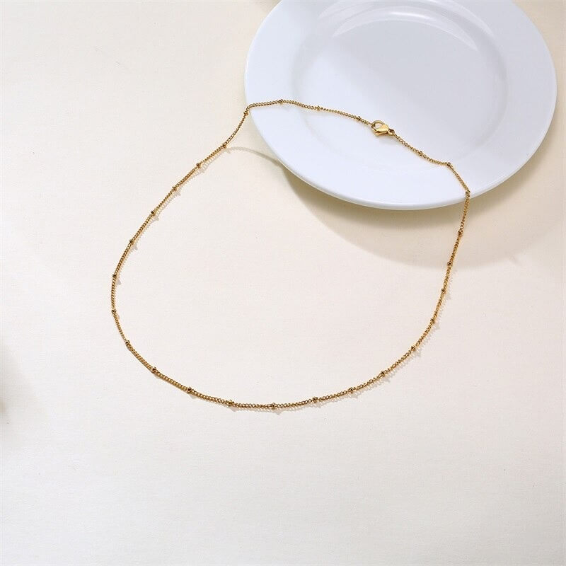 Collana Dorata Sottile a Pallini, Minimalista da Donna-Modaso